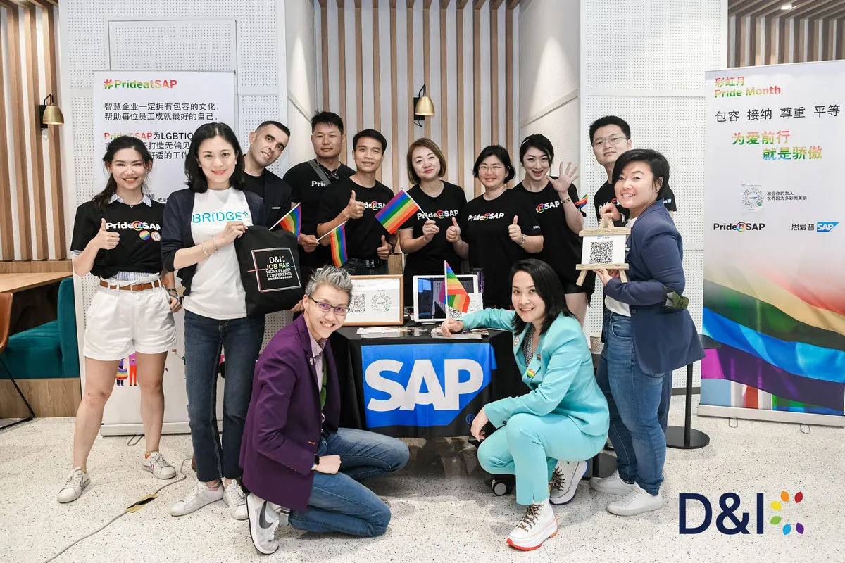 Pride at SAP volunteers posing together at the DNIC job fair